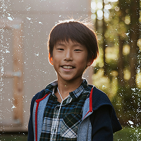 child smiling in the sun